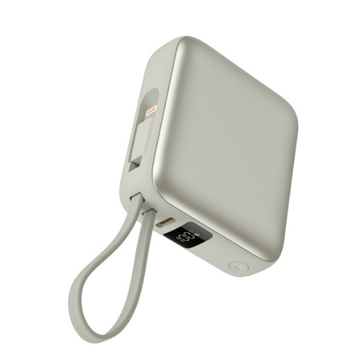 Picture of iOsuite mini size Power Bank 10,000 mAh PD 22.5W Fast Charging with Type C cable and Lightning cable and 1*USB C Port - Silver