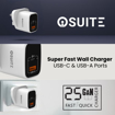 Picture of iOsuite Home Charger QC 25 Watt GaN Tech with 2 Ports 1*USB A & 1*Type C - RY-U25D-AC